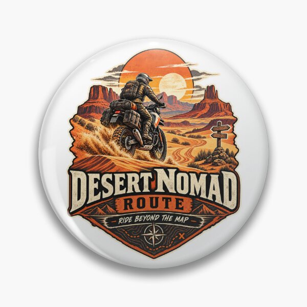 Item preview, Desert Nomad Route Retro Adventure Motorcycle Design designed and sold by TorqueTheoryLab.