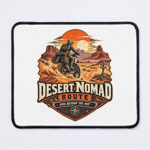 Item preview, Desert Nomad Route Retro Adventure Motorcycle Design designed and sold by TorqueTheoryLab.