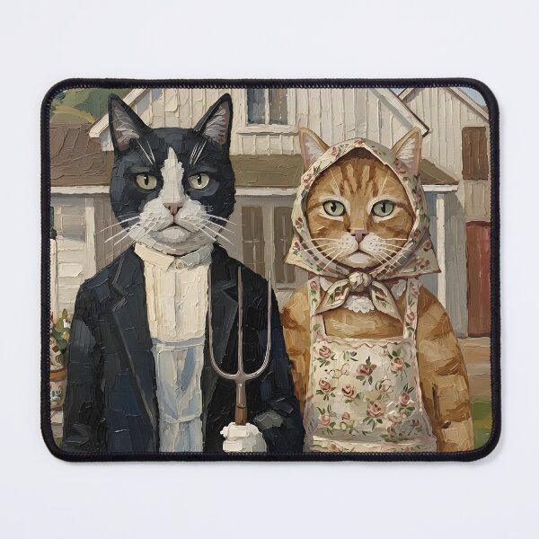 Item preview, American Gothic Cats designed and sold by HeyGlad.