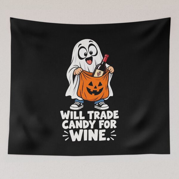 Item preview, Ghost Wine Trick or Treat Halloween Illustration designed and sold by Uglyandcute.