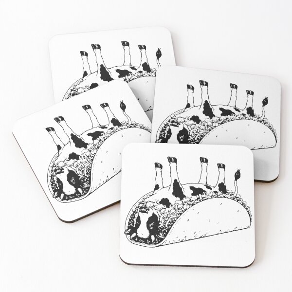 Item preview, Vaca al revés en un taco: arte gastronómico surrealista en blanco y negro. designed and sold by PIXEL POP DESIGNS - Beyond the Norm!.