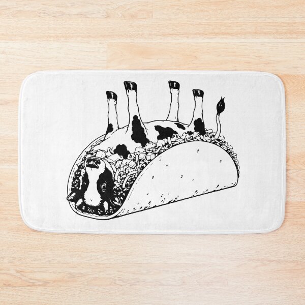 Item preview, Upside Down Cow in a Taco – Black and White Surreal Food Art designed and sold by PIXEL POP DESIGNS - Beyond the Norm!.