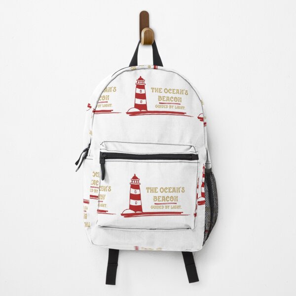 Item preview, Vintage Red Lighthouse The Ocean's Beacon Guided By Light Nautical Art designed and sold by Aelmajaoui.