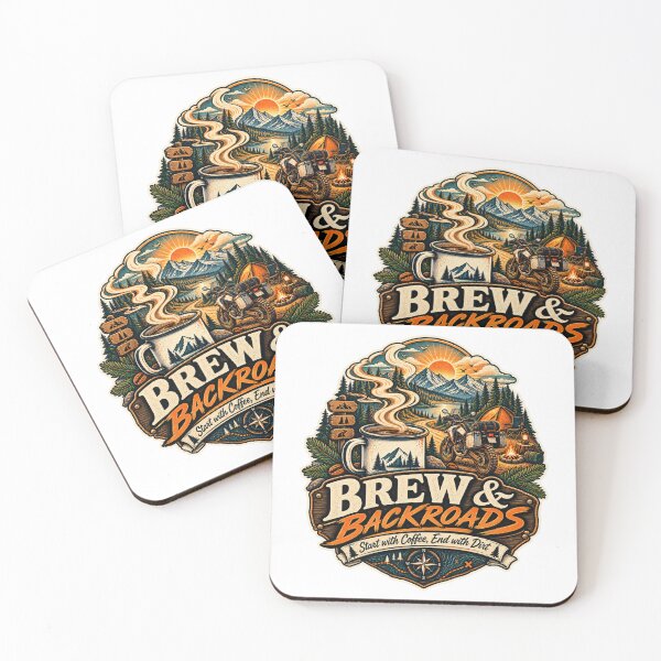 Item preview, Brew and Backroads Adventure Motorcycle Coffee Design designed and sold by TorqueTheoryLab.