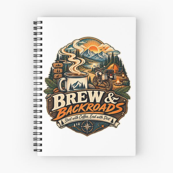 Item preview, Brew and Backroads Adventure Motorcycle Coffee Design designed and sold by TorqueTheoryLab.