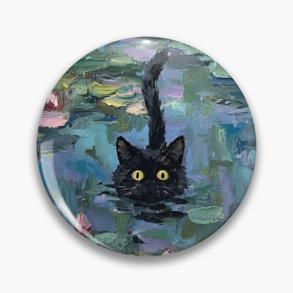 Item preview, Black Cat in the Water Lilies, A Tribute to Claude Monet designed and sold by HeyGlad.