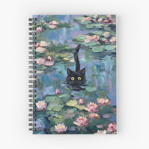 Item preview, Black Cat in the Water Lilies, A Tribute to Claude Monet designed and sold by HeyGlad.