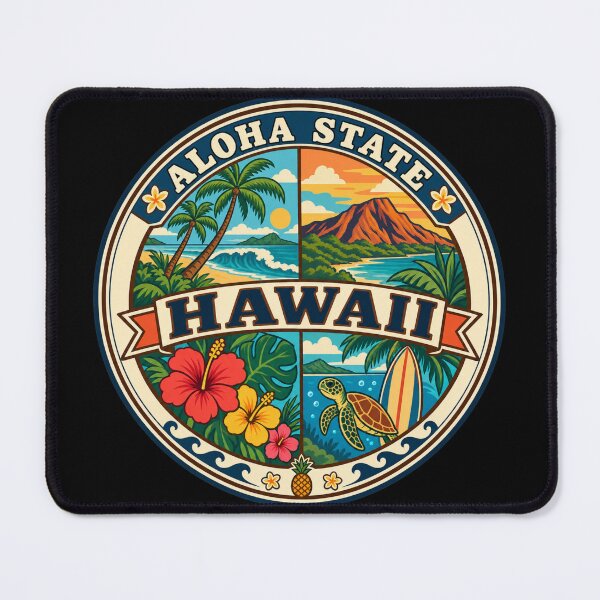 Item preview, Hawaii Aloha State Vintage Island Travel Souvenir Badge designed and sold by DreamLayerStudio.