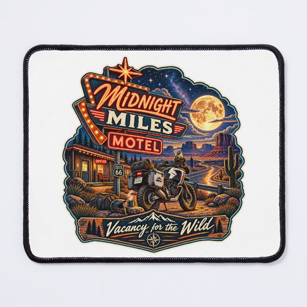 Item preview, Midnight Miles Motel Retro Motorcycle Touring Design designed and sold by TorqueTheoryLab.