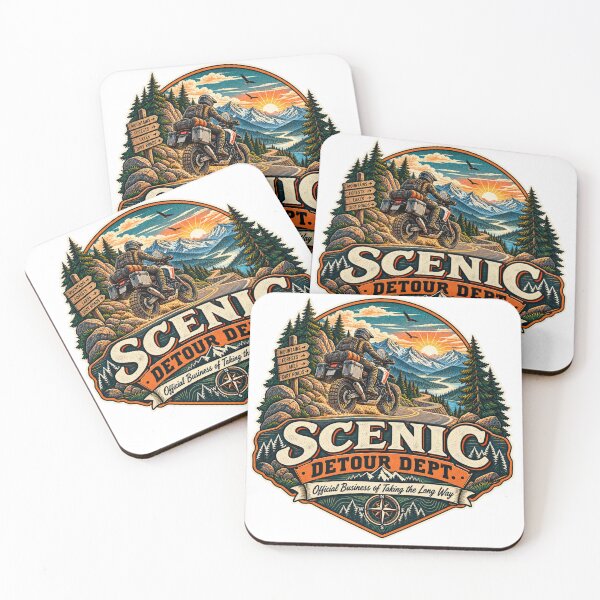 Item preview, Scenic Detour Dept Retro Adventure Motorcycle Design designed and sold by TorqueTheoryLab.