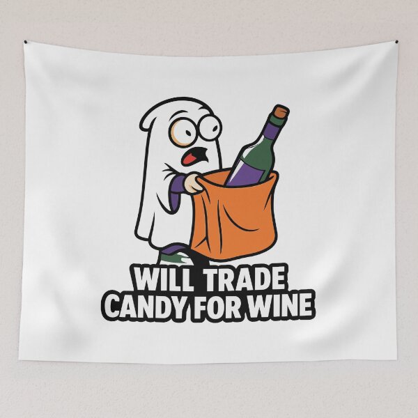 Item preview, Will Trade Candy for Wine Cartoon Ghost designed and sold by Uglyandcute.