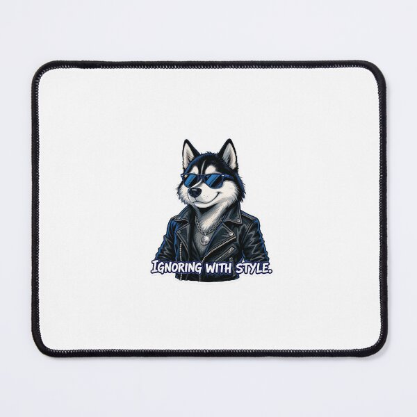 Item preview, Male Husky – Cartoon Art with Funny Phrase “Ignoring with style” designed and sold by cutechaosstudio.