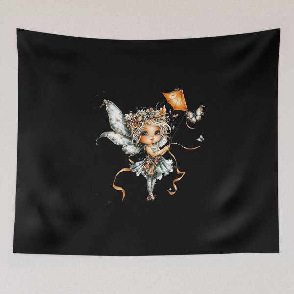 Item preview, Whimsical Fairy with Orange Kite designed and sold by Fillthegoat.