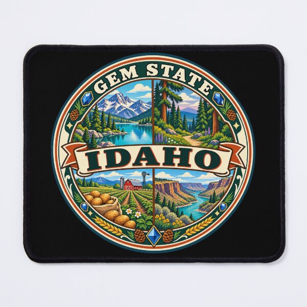 Item preview, Idaho Gem State Vintage Mountain Travel Souvenir Badge designed and sold by DreamLayerStudio.