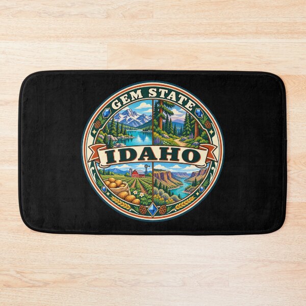 Item preview, Idaho Gem State Vintage Mountain Travel Souvenir Badge designed and sold by DreamLayerStudio.