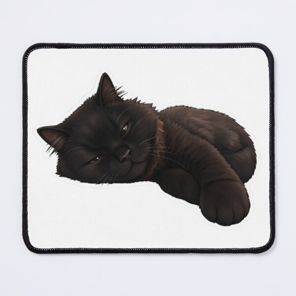 Item preview, Cute Lazy Sleeping Black Cat Vinyl Sticker - Cozy Haku Napping Cat designed and sold by PetalsPaws.