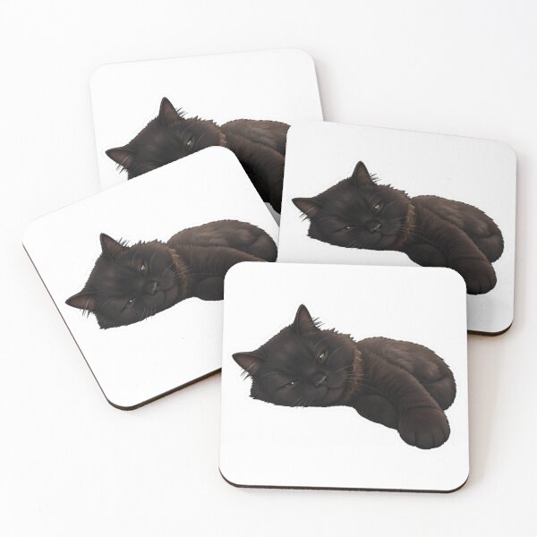 Item preview, Cute Lazy Sleeping Black Cat Vinyl Sticker - Cozy Haku Napping Cat designed and sold by PetalsPaws.
