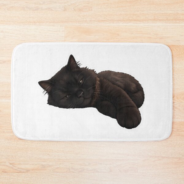Item preview, Cute Lazy Sleeping Black Cat Vinyl Sticker - Cozy Haku Napping Cat designed and sold by PetalsPaws.