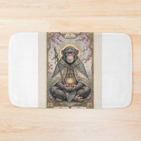 Item preview, The Hermit IX - Meditating Sage | Sakura Chimp Tarot Art 2 designed and sold by ExpressoJungle.