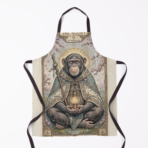 Item preview, The Hermit IX - Meditating Sage | Sakura Chimp Tarot Art 2 designed and sold by ExpressoJungle.