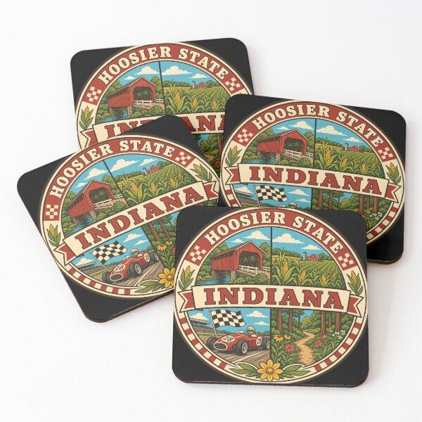 Item preview, Indiana Hoosier State Vintage Midwest Souvenir Badge designed and sold by DreamLayerStudio.