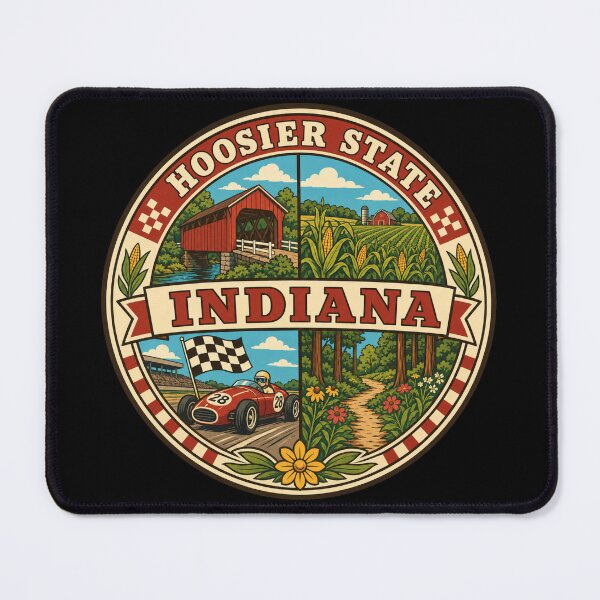 Item preview, Indiana Hoosier State Vintage Midwest Souvenir Badge designed and sold by DreamLayerStudio.