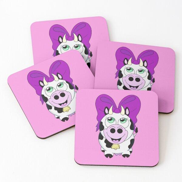 Item preview, Adorable Kawaii Cow with Big Purple Bow - Cute Farm Animal Cartoon designed and sold by CozyCritters8.