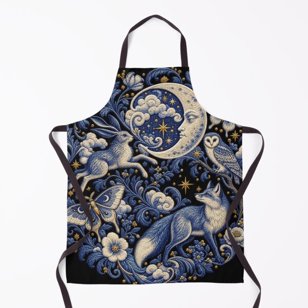 Item preview, Celestial Fox & Moon Embroidery – Enchanted Woodland Toile Art designed and sold by Emoji Emblems.
