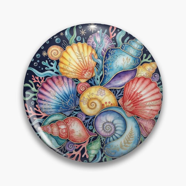 Item preview, Watercolor Seashell Wreath Tropical Ocean Sea Life designed and sold by LinaValearte.