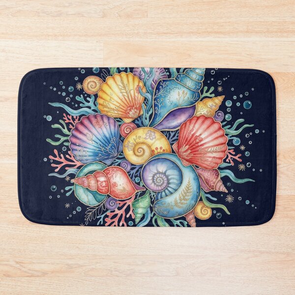 Item preview, Watercolor Seashell Wreath Tropical Ocean Sea Life designed and sold by LinaValearte.