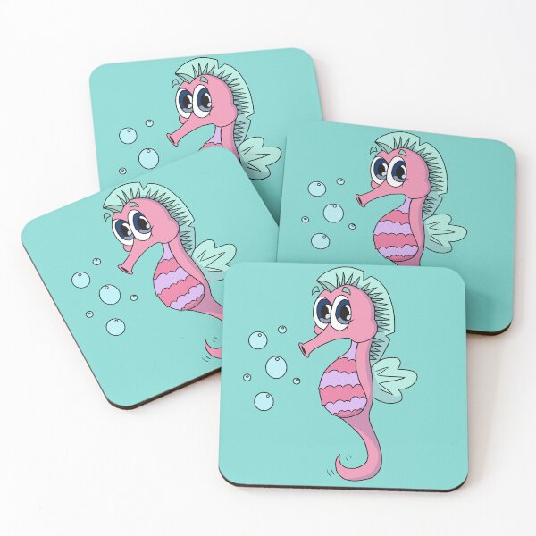 Item preview, Cute Kawaii Pink Seahorse with big blue eyes - Aadorable Ocean Cozy Criiter designed and sold by CozyCritters8.
