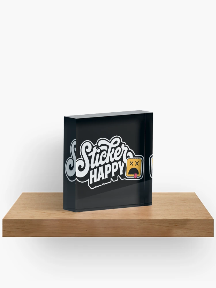 Thumbnail 2 of 5, Acrylic Block, Sticker Happy Retro Script Typographic Sticker Design designed and sold by ImStickerHappy.