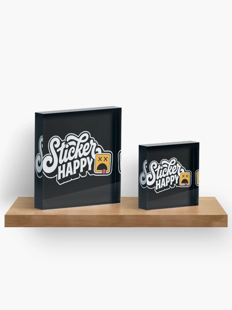 Thumbnail 3 of 5, Acrylic Block, Sticker Happy Retro Script Typographic Sticker Design designed and sold by ImStickerHappy.
