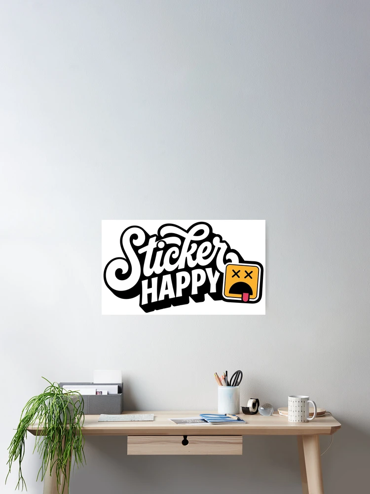 Thumbnail 2 von 3, Poster, Sticker Happy Retro Script Typographic Sticker Design designt und verkauft von ImStickerHappy.