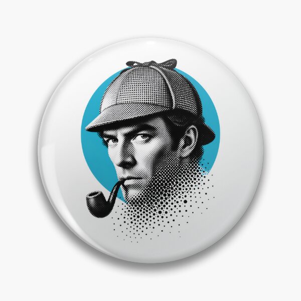Item preview, Sherlock Holmes Cyan Halftone Sleuth Portrait designed and sold by Fenay Designs.