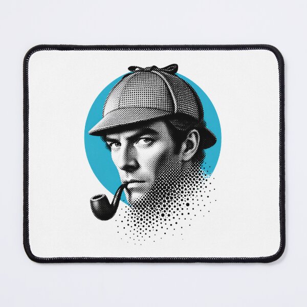Item preview, Sherlock Holmes Cyan Halftone Sleuth Portrait designed and sold by Fenay Designs.