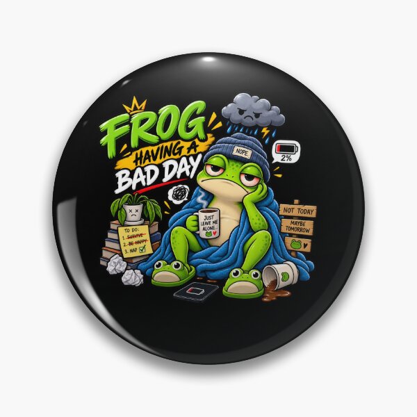 Aperçu de l'œuvre Frog Having a Bad Day – Funny Tired Frog Sticker créée et vendue par vizion design.