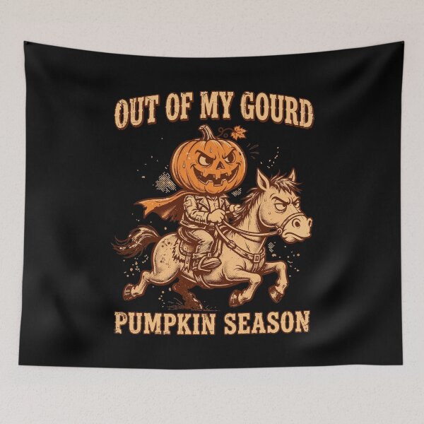 Item preview, Vintage Pumpkin Head Horseman Halloween Illustration designed and sold by Uglyandcute.