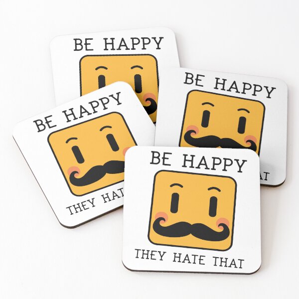 Item preview, Cute Mustache Yellow Cube Character Kawaii Sticker Art designed and sold by ImStickerHappy.