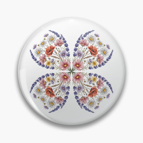 Item preview, Floral Four Leaf Clover with Colorful Wildflowers designed and sold by InnerFaith.
