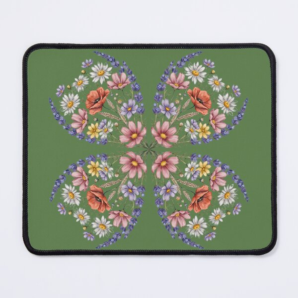 Item preview, Floral Four Leaf Clover with Colorful Wildflowers designed and sold by InnerFaith.
