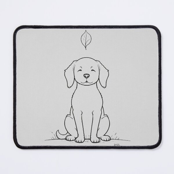 Item preview, Peaceful Dog Under Falling Leaf – Minimalist Dog Line Art designed and sold by PixPixari.