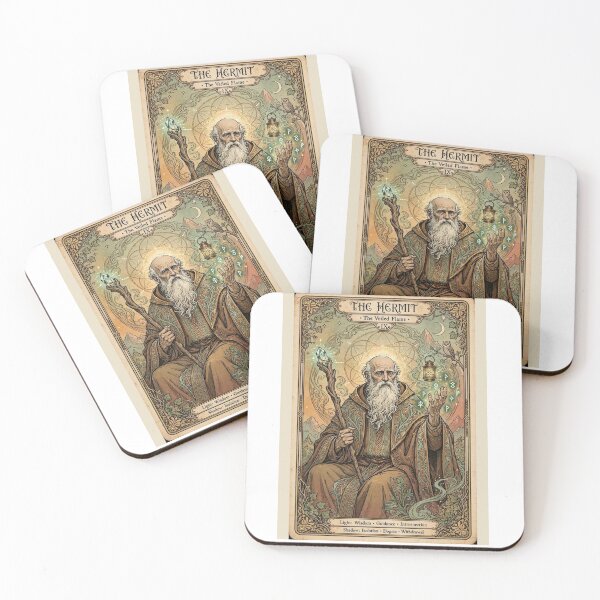 Item preview, The Hermit IX - The Veiled Flame Wizard Tarot Art designed and sold by ExpressoJungle.
