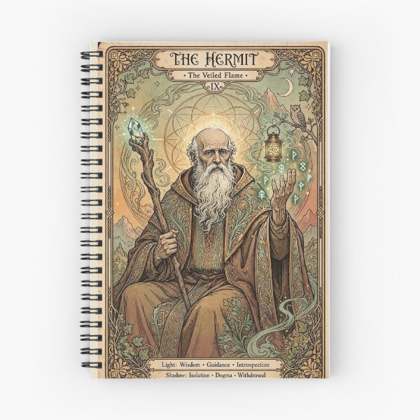 Item preview, The Hermit IX - The Veiled Flame Wizard Tarot Art designed and sold by ExpressoJungle.