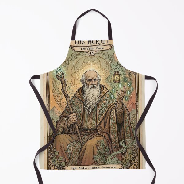 Item preview, The Hermit IX - The Veiled Flame Wizard Tarot Art designed and sold by ExpressoJungle.