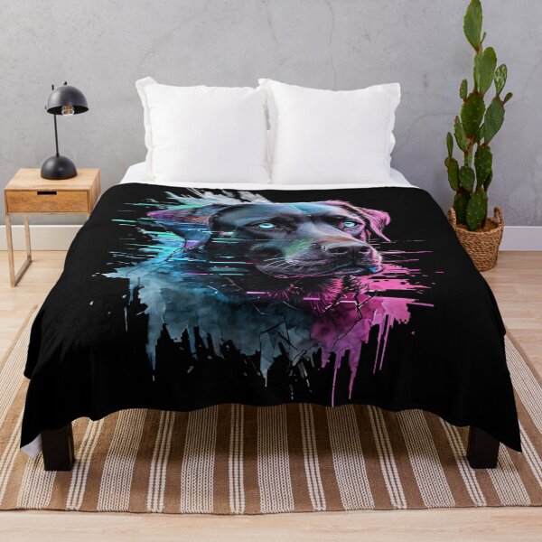 Item preview, Cyberpunk Neon Labrador - Vibrant Watercolor Dog Pop Art designed and sold by A-M-G-Shop.