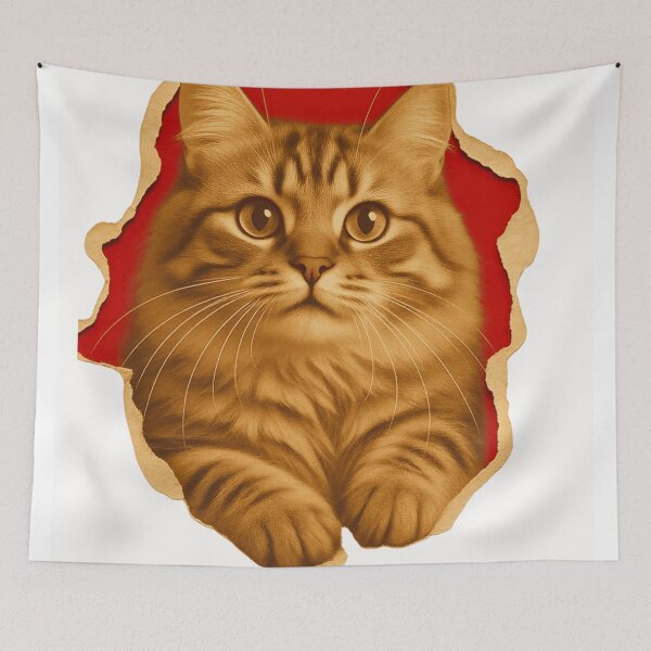 Item preview, 3D Fluffy Cat Peeking Through Torn Paper designed and sold by L&L.