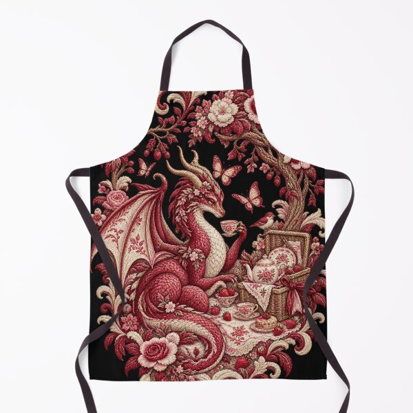 Item preview, Dragon Tea Party Embroidery – Rococo Fantasy Picnic & Floral Art designed and sold by Emoji Emblems.