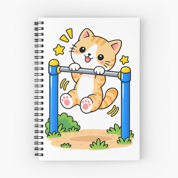 Item preview, Cute Orange Tabby Cat Hanging on Horizontal Bar Kawaii Playful Kitty designed and sold by NoopnyangStudio.