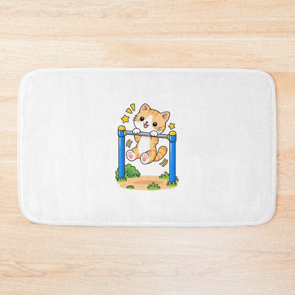Item preview, Cute Orange Tabby Cat Hanging on Horizontal Bar Kawaii Playful Kitty designed and sold by NoopnyangStudio.